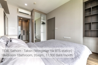 เช่าคอนโด TEAL Sathorn Taksin  ทีล สาทร-ตากสิน  1 ห้องนอน 1 ห้องน้ำ ชั้น 9  ทิศตะวันออก ติด BTS วงเวียนใหญ่