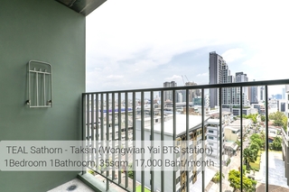 เช่าคอนโด TEAL Sathorn Taksin  ทีล สาทร-ตากสิน  1 ห้องนอน 1 ห้องน้ำ ชั้น 9  ทิศตะวันออก ติด BTS วงเวียนใหญ่