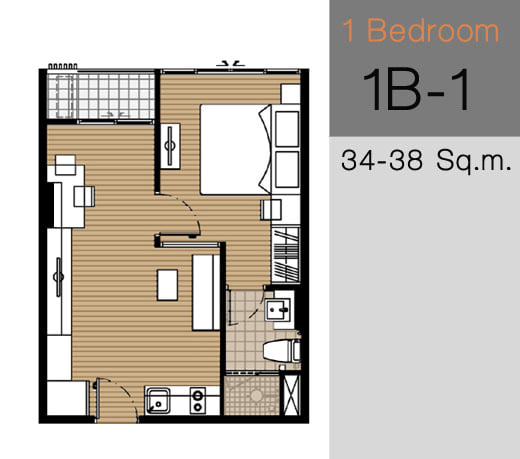 ขายคอนโด 1 ห้องนอน เดอะ วีว่า คอนโด สาทร-ตากสิน ชั้น 4 ขนาด  35.2 ตรม  BTS วงเวียนใหญ่ 